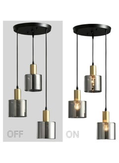 SP SUPER POWER 3-Light Smoke Gray Glass Pendant Light,Modern Glass Hanging Light Chandelier for Living Room Dining Room Bedroom Kitchen Island  - Image 3
