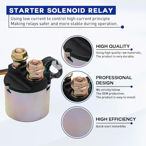 Yerbay Starter Solenoid Relay for Honda TRX350 Rancher 350 2000-2006/TRX420 Rancher 420 2009-2014/TRX500 Foreman 500 2005-2009 2011-2013/TRX450 Foreman 450 1998-2004/TRX400 Foreman 400 1995-2003 - Image 2