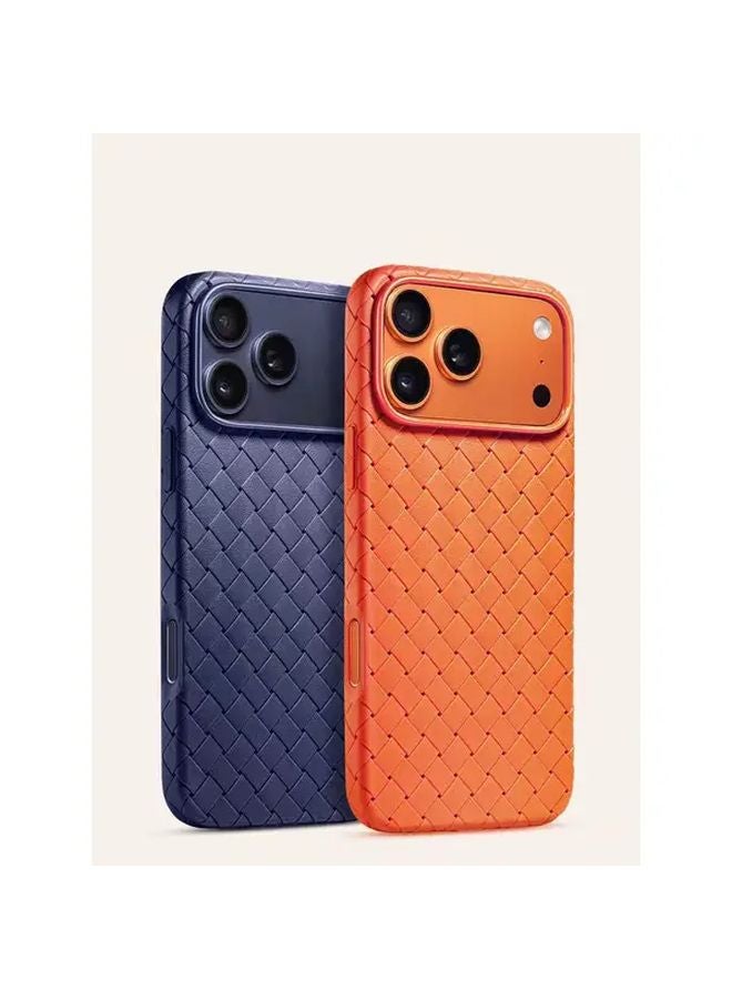 Orange iPhone 14 Case Breathable Heat Dissipating Full Wrap Woven Soft Cover - Image 3