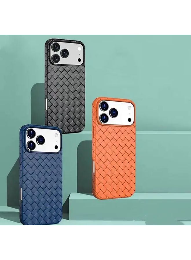 Orange iPhone 14 Case Breathable Heat Dissipating Full Wrap Woven Soft Cover - Image 2