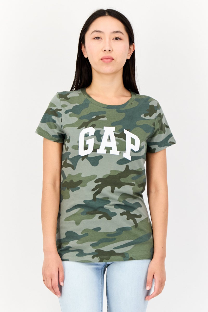 GAP Women Crew Neck Short Sleeve Camouflage T-Shirt, Multicolor - Image 1