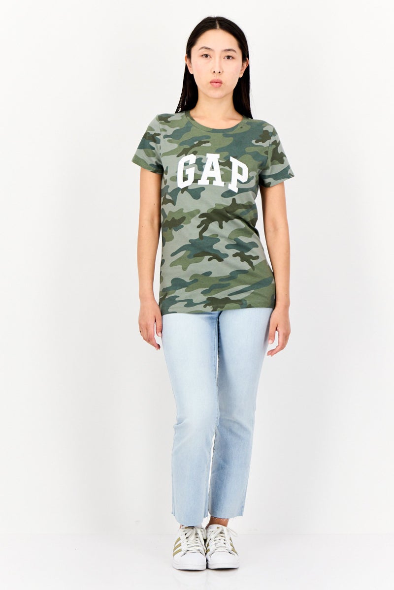 GAP Women Crew Neck Short Sleeve Camouflage T-Shirt, Multicolor - Image 4