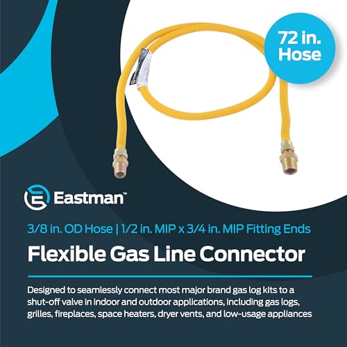 Eastman 72 Inch x 38 Inch OD Gas Line Connector with 34 Inch x 12 Inch MIP Fitting Ends for Natural Gas and Liquid Propane Stainless Steel Yellow 20YE545072B - Image 3