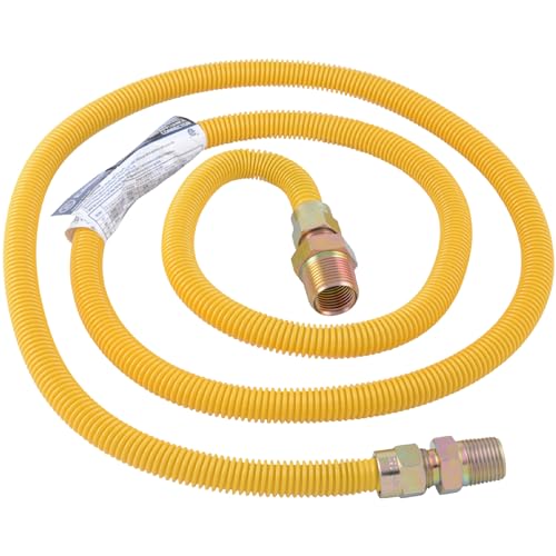 Eastman 72 Inch x 38 Inch OD Gas Line Connector with 34 Inch x 12 Inch MIP Fitting Ends for Natural Gas and Liquid Propane Stainless Steel Yellow 20YE545072B - Image 1