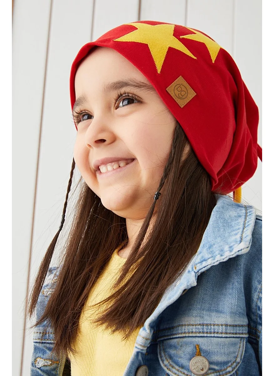 بيبيجيز Yellow Red Fanatic Beanie Neck Collar Set Soft Double Layer Sports 100% Natural Cotton Combed Cotton