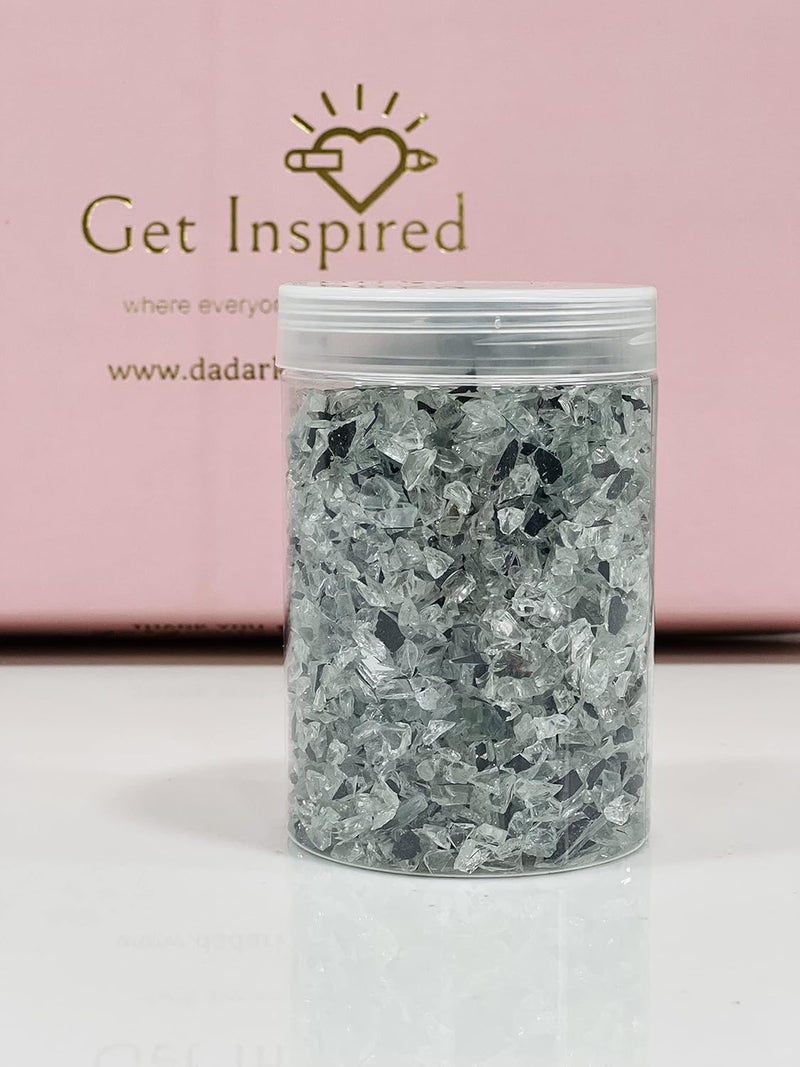 GET INSPIRED Reflective Glass Crushed Glass for Resin Art Fire Glass fire Pit Glass 400gms by Get Inspired Mirror Effect - Image 4
