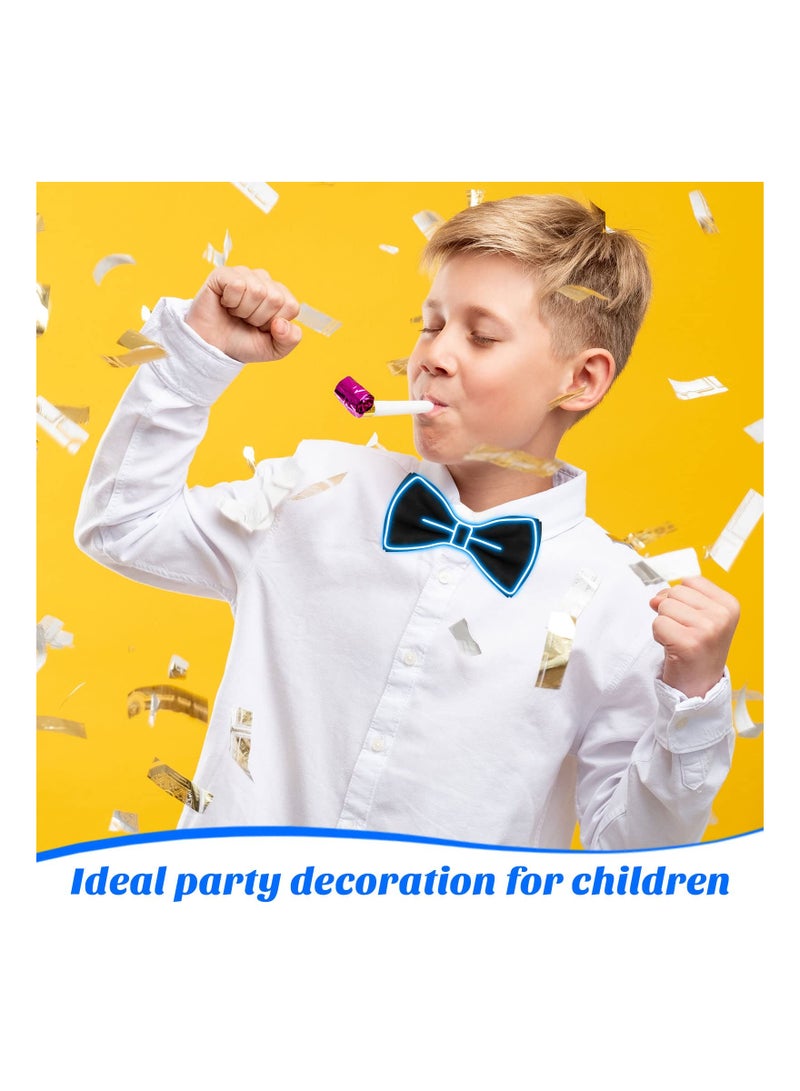 SOLARAE Glow in the Dark LED Bow Tie Set - 2 Pcs Neon Bowties for Men, Kids, and Girls - Fun Party Accessories for Costumes and Events - Light Up Your Celebration! - Image 2