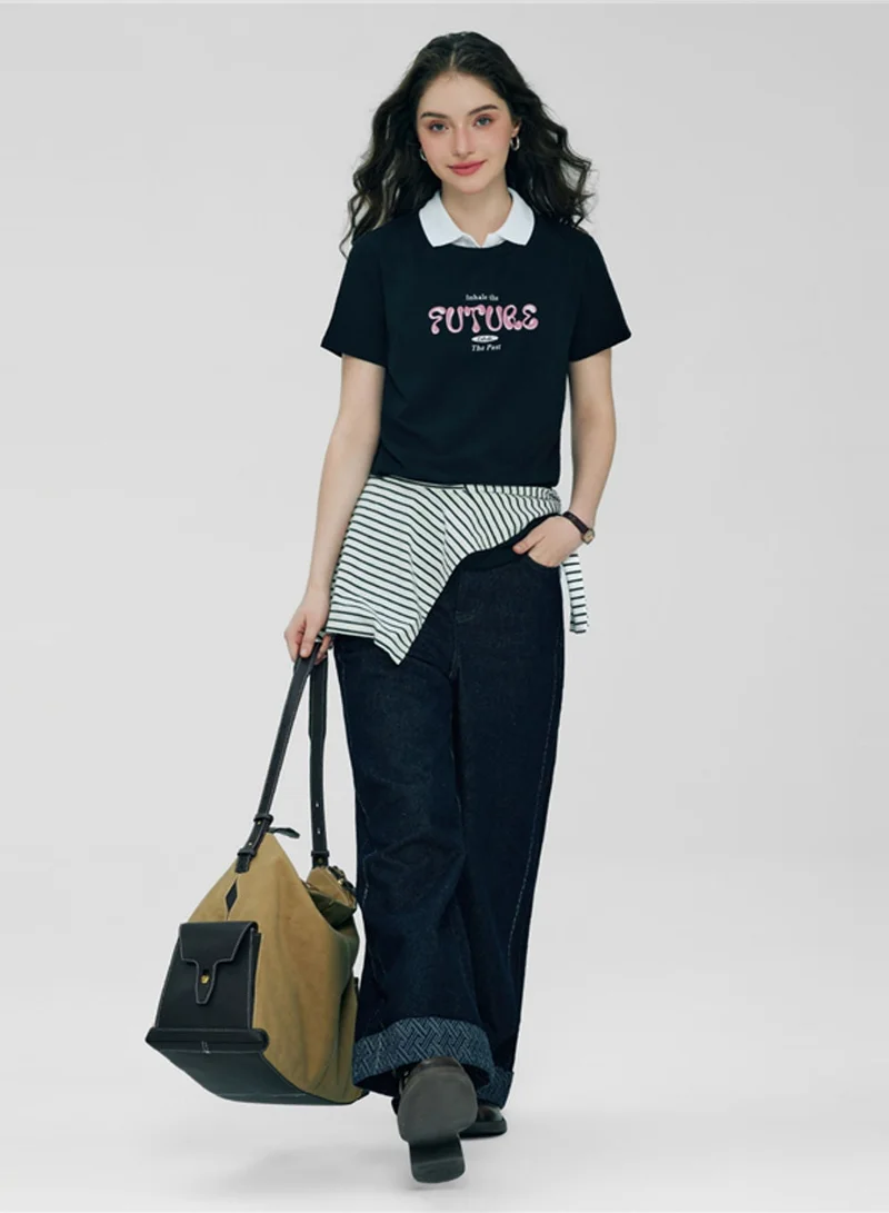 GIORDANO  Women’s Cotton Crew Neck Printed Comfort Tee for Women | Best Price UAE