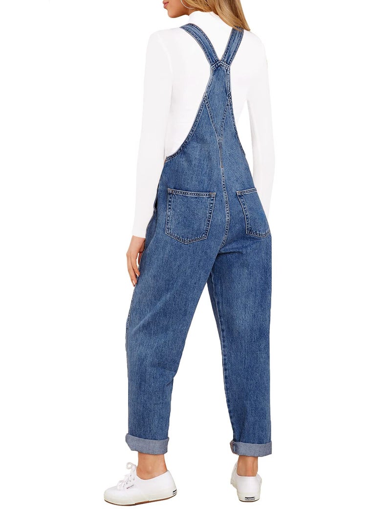 LookbookStore Casual Stretch Denim Bib Summer Overalls Jeans Pants Jumpsuits Comfy Bib Overalls for Women's Summer 2025 Denim Jumpsuits Blue Size M Size 8 10 - Image 2