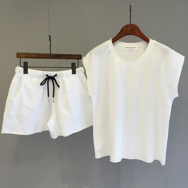 Summer 2024 Korean Casual T-Shirt Shorts Set White  - Image 1