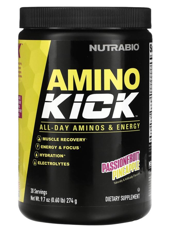 NutraBio Amino Kick Passionfruit Pineapple 0.6 lb (274 g) 