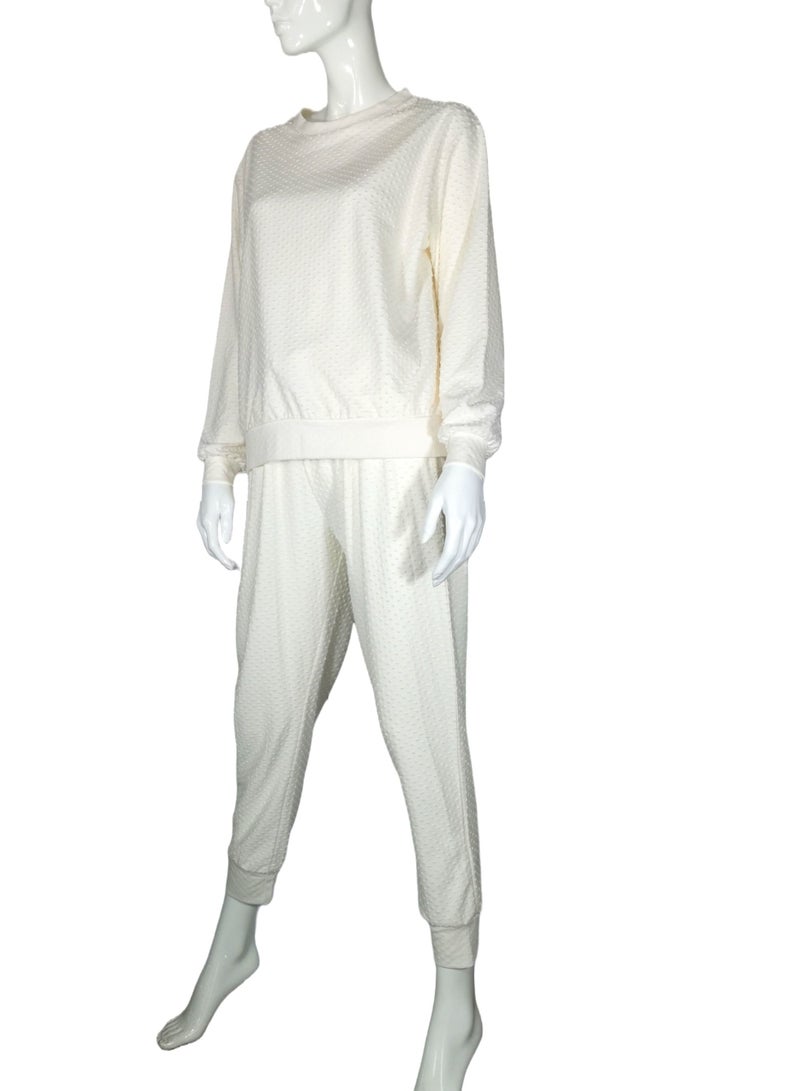 سناء كايوم بنطال رياضي منقط باللون الكريمي - Image 2