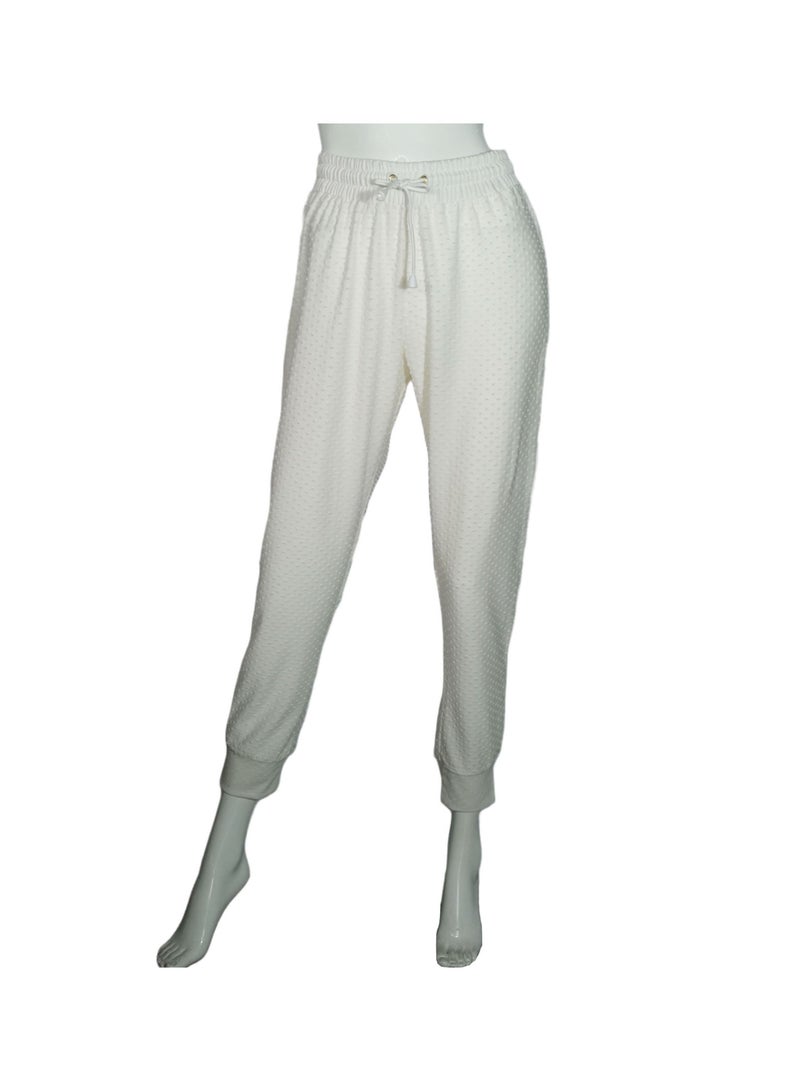 سناء كايوم بنطال رياضي منقط باللون الكريمي - Image 1