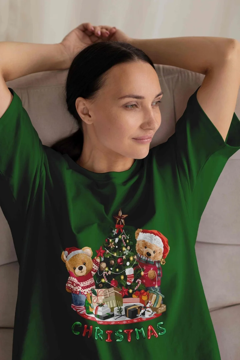 DogFish Women's Dark Green Cotton Crew Neck Crop T-Shirt