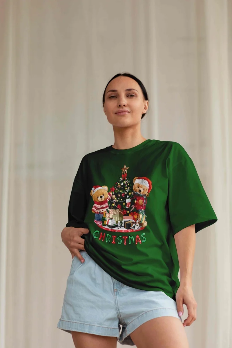 DogFish Women's Dark Green Cotton Crew Neck Crop T-Shirt