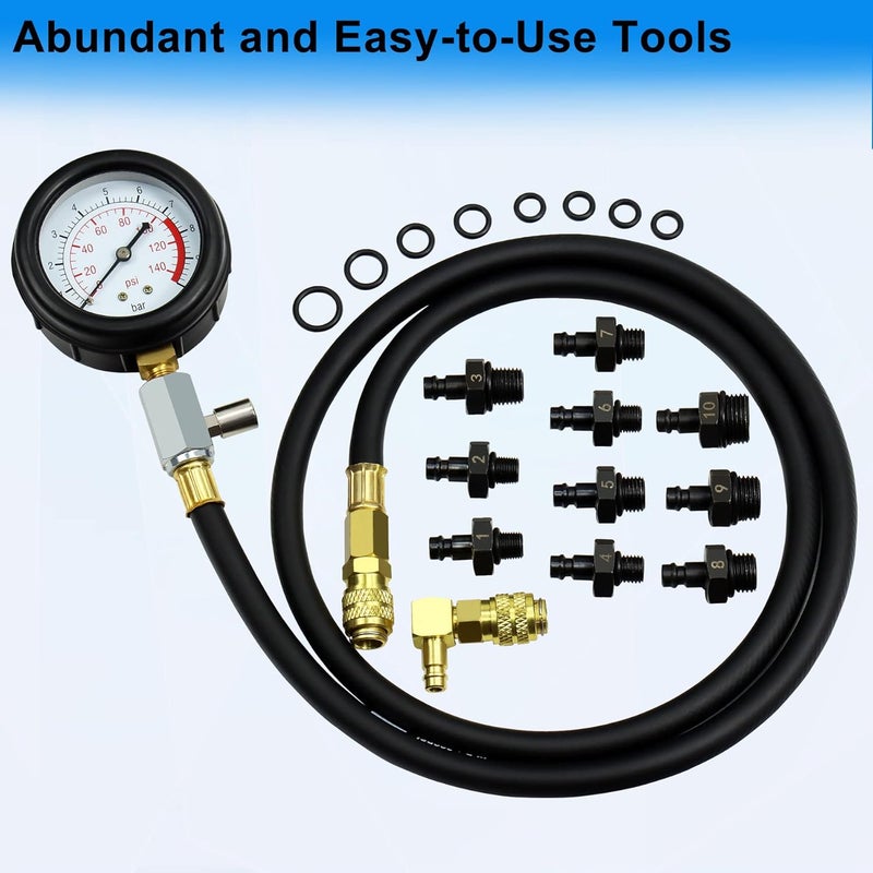 JoyFans Oil Pressure Tester Tool Kit - 0-140PSI Gauge with Hose Adapters for Engine Testing - Image 2