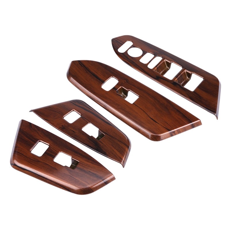 Car Interior Trim: Peach Wood Grain Style 4-Piece ABS Plastic Cover - Scratch Resistant Self-Adhesive Design for Honda CRV 2017 Interior Window Switch Panel - Image 4