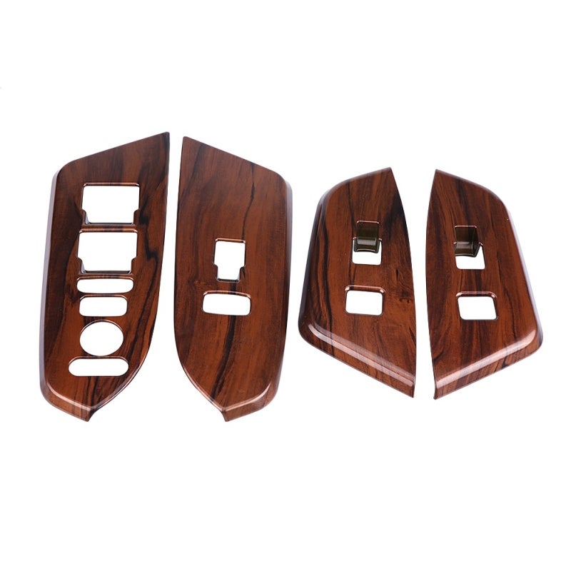Car Interior Trim: Peach Wood Grain Style 4-Piece ABS Plastic Cover - Scratch Resistant Self-Adhesive Design for Honda CRV 2017 Interior Window Switch Panel - Image 1