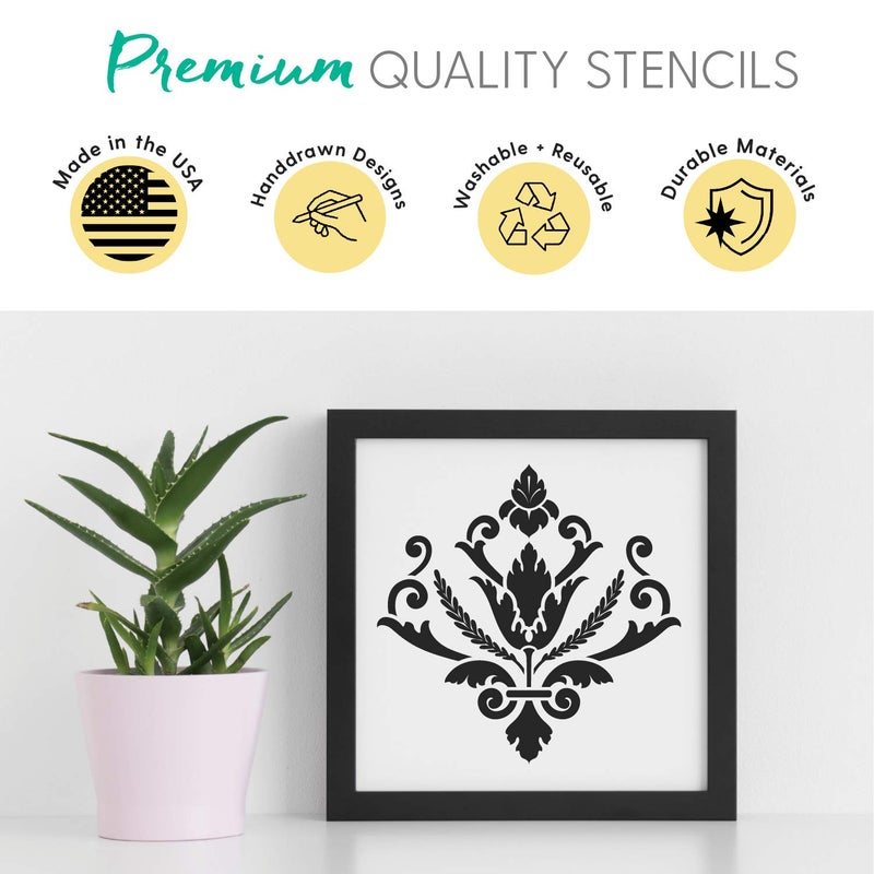 I Like That Lamp Damask Stencils (3 Designs), Large Fleur De Lis Templates for Painting Floor/Wall/Tile/Furniture/Fabric/Wood, Each 11.75â€ x 11.75â€, Strong & Reusable, DIY Crafts, Made in America by Small Business - Image 5