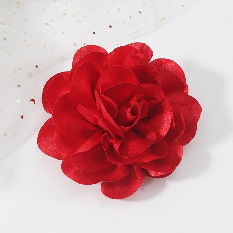 Merdia 6.3 Inches Red Rose Hair Clip Large Flower Brooches for Women | Elegant Red Flower Rose Brooch Pins for Women Fashion | Charming Floral Lapel Pins & Flowers Brooch Pin Must Have in Dress Accessories - Image 2