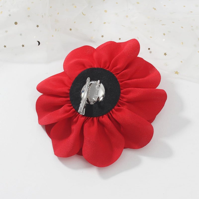 Merdia 6.3 Inches Red Rose Hair Clip Large Flower Brooches for Women | Elegant Red Flower Rose Brooch Pins for Women Fashion | Charming Floral Lapel Pins & Flowers Brooch Pin Must Have in Dress Accessories - Image 3