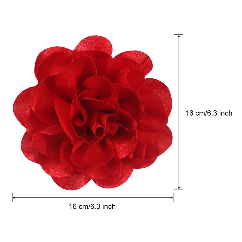 Merdia 6.3 Inches Red Rose Hair Clip Large Flower Brooches for Women | Elegant Red Flower Rose Brooch Pins for Women Fashion | Charming Floral Lapel Pins & Flowers Brooch Pin Must Have in Dress Accessories - Image 4