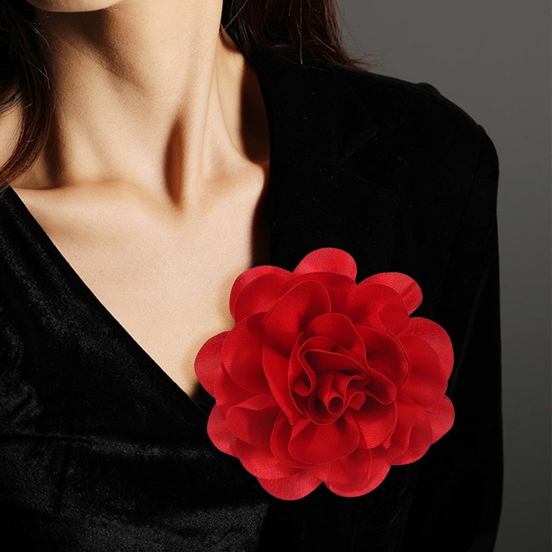 Merdia 6.3 Inches Red Rose Hair Clip Large Flower Brooches for Women | Elegant Red Flower Rose Brooch Pins for Women Fashion | Charming Floral Lapel Pins & Flowers Brooch Pin Must Have in Dress Accessories - Image 5