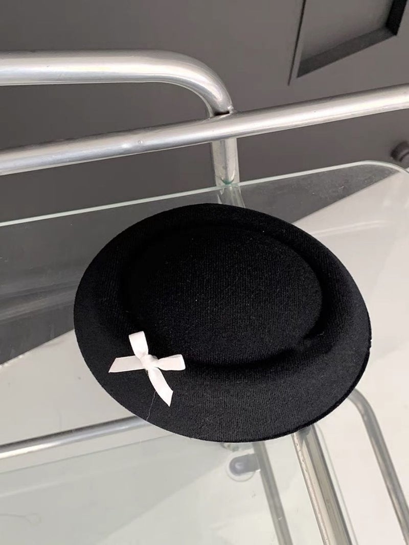 Generic Exaggerated Bow Top Hat Hair Clip Handmade Accessory black top hat hairpin