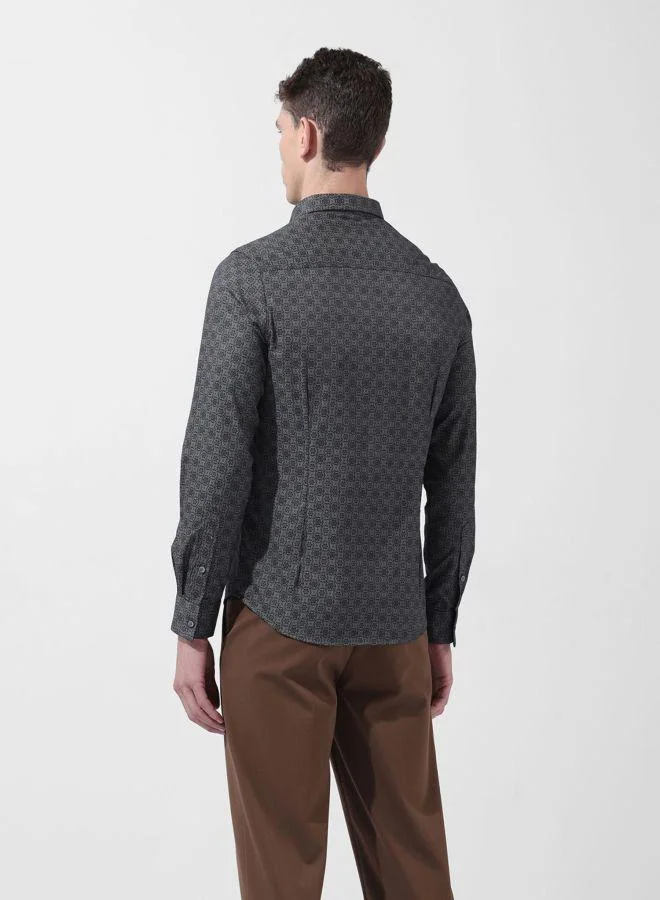 شركة المرآب الهندية Men Slim Fit Printed Cutaway Collar Full Sleeves Shirt