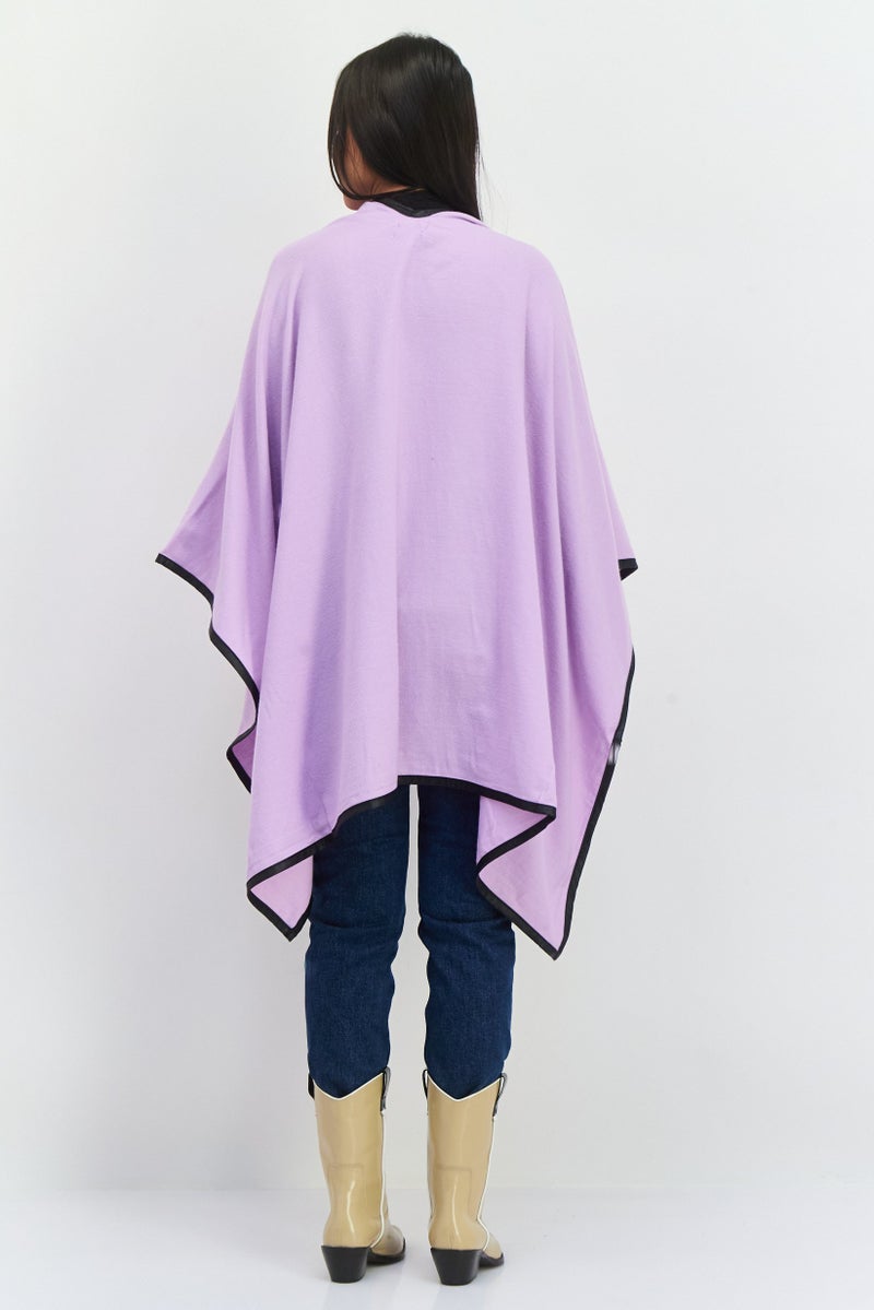 Jack Jones Women Plain Super Soft Ruana Poncho 135 L x 78 H cm, Lavender  - Image 4