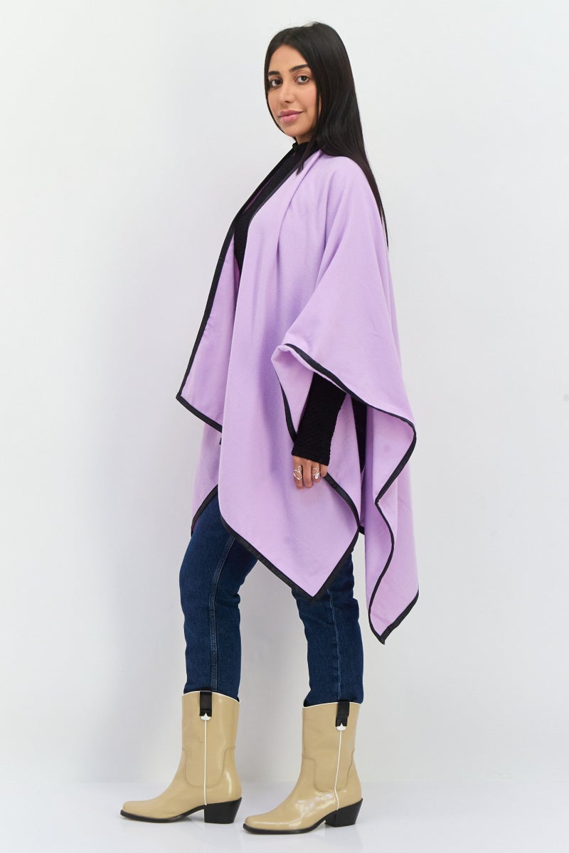Jack Jones Women Plain Super Soft Ruana Poncho 135 L x 78 H cm, Lavender  - Image 3