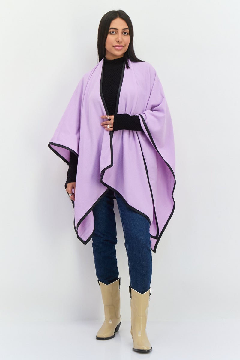 Jack Jones Women Plain Super Soft Ruana Poncho 135 L x 78 H cm, Lavender  - Image 2