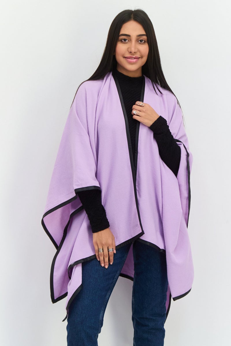 Jack Jones Women Plain Super Soft Ruana Poncho 135 L x 78 H cm, Lavender  - Image 1