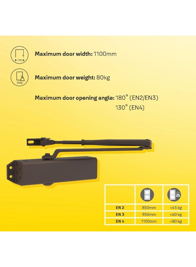 Yale 722 Pro Door Closer, Brown  - Image 2