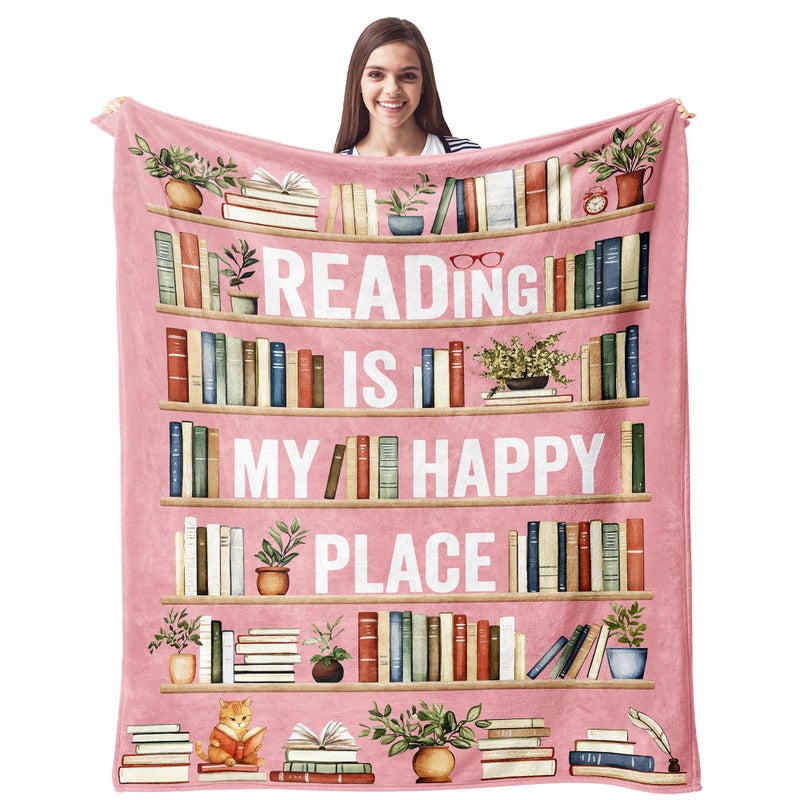 Fans Exclusive Ladies Girl Flannel Blanket (152cm x 127cm) Pink-Librarian, Book Club, Reading Lover Gift - Image 1