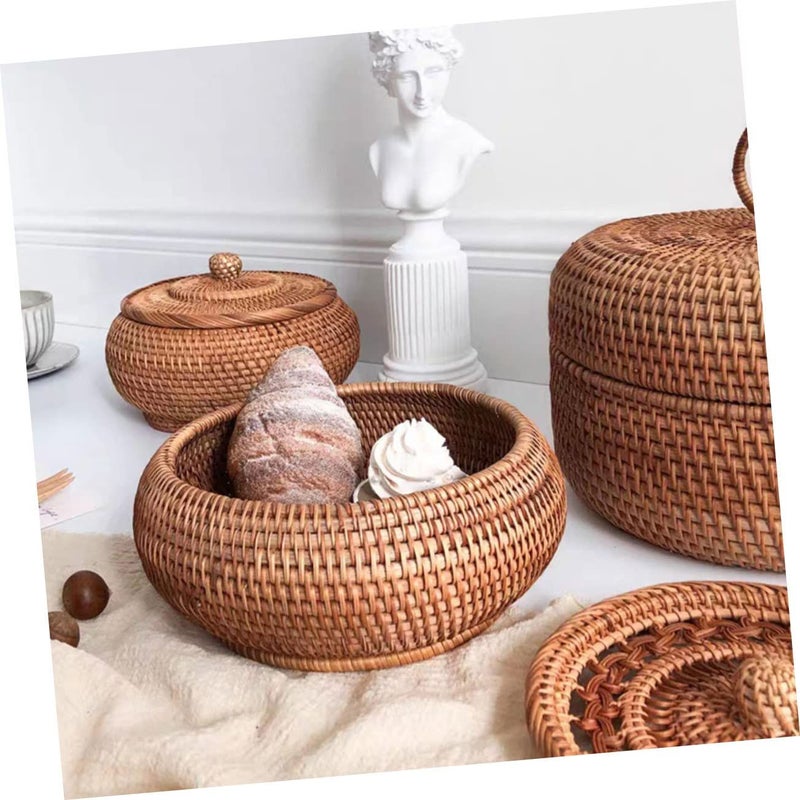 Handcrafted Woven Rattan Storage Basket Portable Organizer for Home Snacks Decor - Image 3