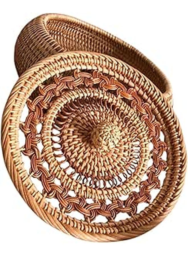 Handcrafted Woven Rattan Storage Basket Portable Organizer for Home Snacks Decor - Image 1