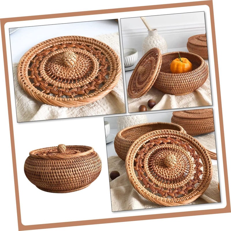 Handcrafted Woven Rattan Storage Basket Portable Organizer for Home Snacks Decor - Image 5