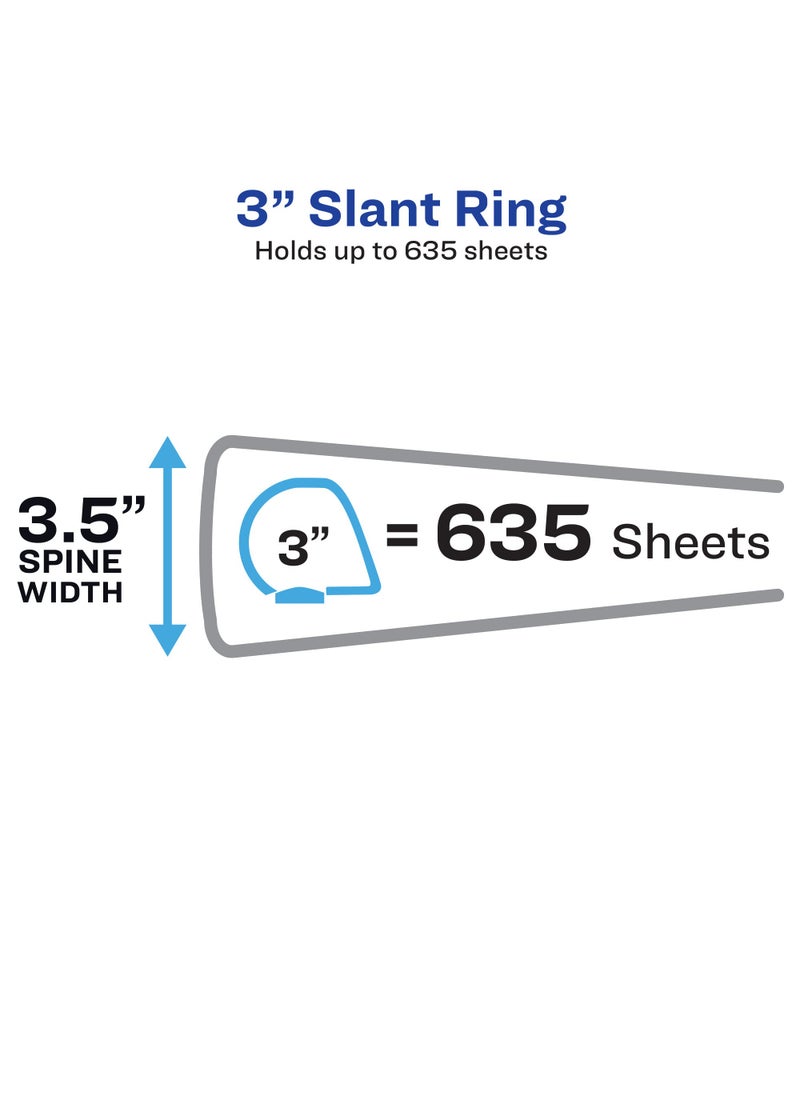 AVERY Avery Heavy-Duty View 3 Ring Binder, 3" One Touch Slant Rings, White, Perfect Trading Card Binder (79793)  - Image 3