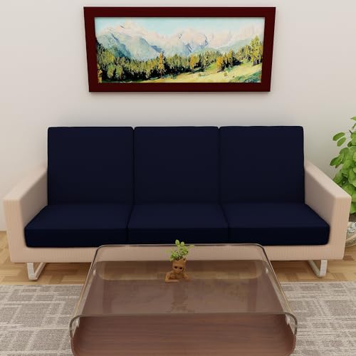 DREAM KING Terry Polycotton Sofa Seat Protector | Flexible | Elastic Stretchable | Sofa Cover | Sofa Protector Four Seater | Color- Blue (Size: 23 inch X 23 inch) Pack of 6 - Image 1