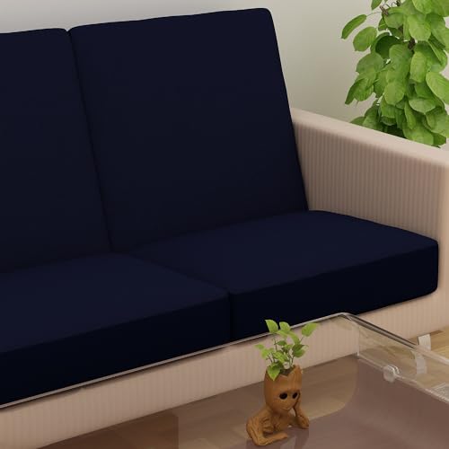 DREAM KING Terry Polycotton Sofa Seat Protector | Flexible | Elastic Stretchable | Sofa Cover | Sofa Protector Four Seater | Color- Blue (Size: 23 inch X 23 inch) Pack of 6 - Image 3