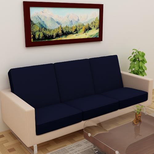 DREAM KING Terry Polycotton Sofa Seat Protector | Flexible | Elastic Stretchable | Sofa Cover | Sofa Protector Four Seater | Color- Blue (Size: 23 inch X 23 inch) Pack of 6 - Image 2