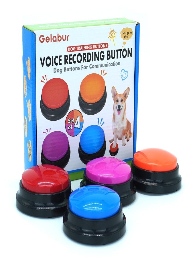 Gelabur Set of 4 Dog Buttons for Communication, Voice Recordable Buttons for Classroom, Dog Training Talking Buttons Starter Set, Pet Easy Speaking Buttons Tools - Image 1