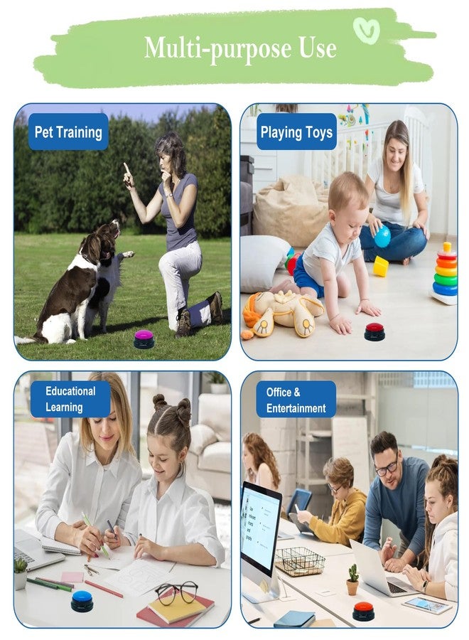 Gelabur Set of 4 Dog Buttons for Communication, Voice Recordable Buttons for Classroom, Dog Training Talking Buttons Starter Set, Pet Easy Speaking Buttons Tools - Image 5