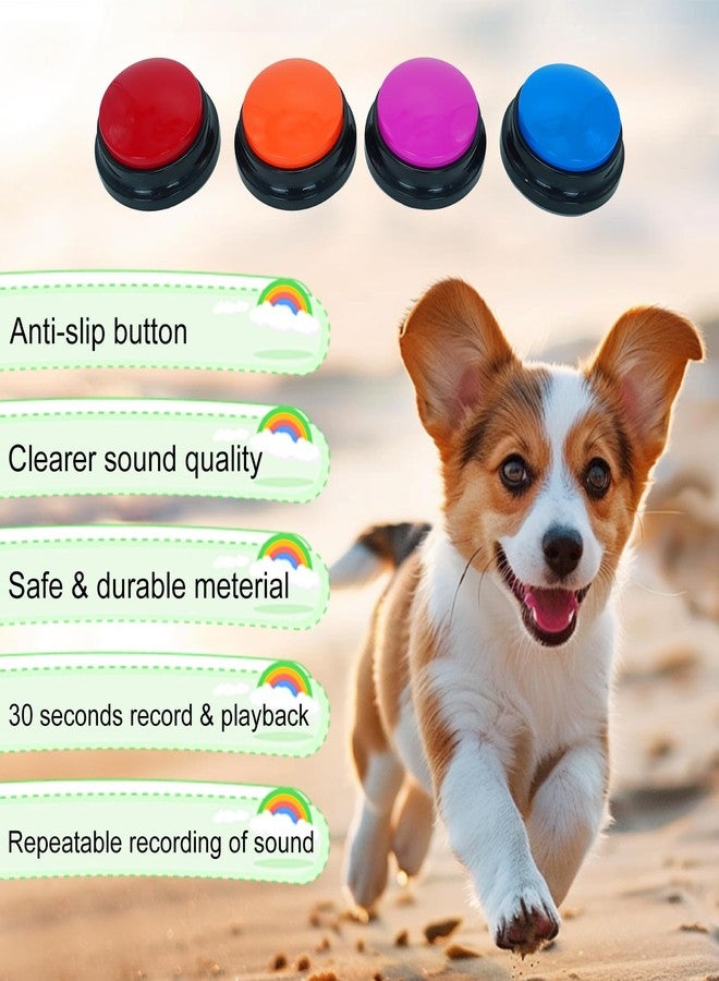Gelabur Set of 4 Dog Buttons for Communication, Voice Recordable Buttons for Classroom, Dog Training Talking Buttons Starter Set, Pet Easy Speaking Buttons Tools - Image 3