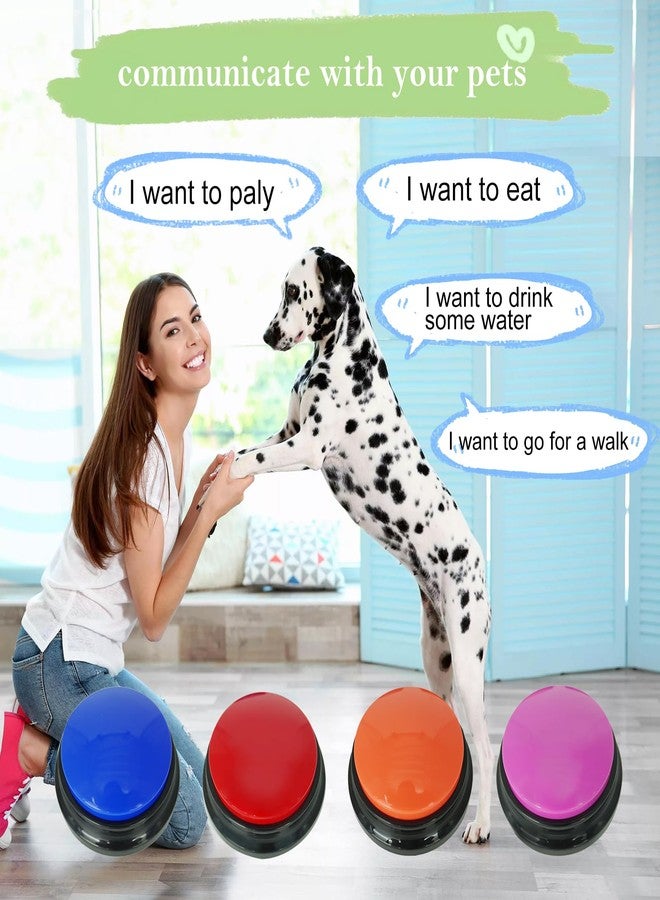 Gelabur Set of 4 Dog Buttons for Communication, Voice Recordable Buttons for Classroom, Dog Training Talking Buttons Starter Set, Pet Easy Speaking Buttons Tools - Image 2