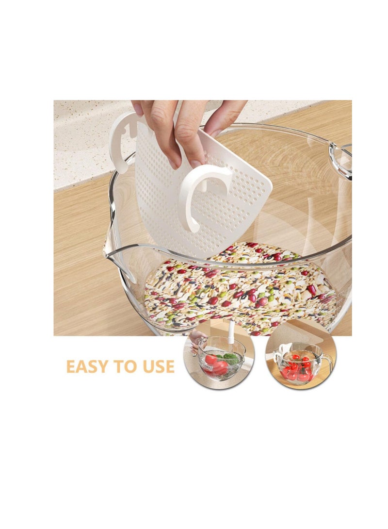 Excefore Plastic Rice Washing Bowl with Strainer, 2 Pcs Heavy Duty Rice Washer Strainer Colander with Handle, Filter Strainer Basket for Cleaning Vegetable, Fruit, Pasta, Beans, Transparent - Image 3