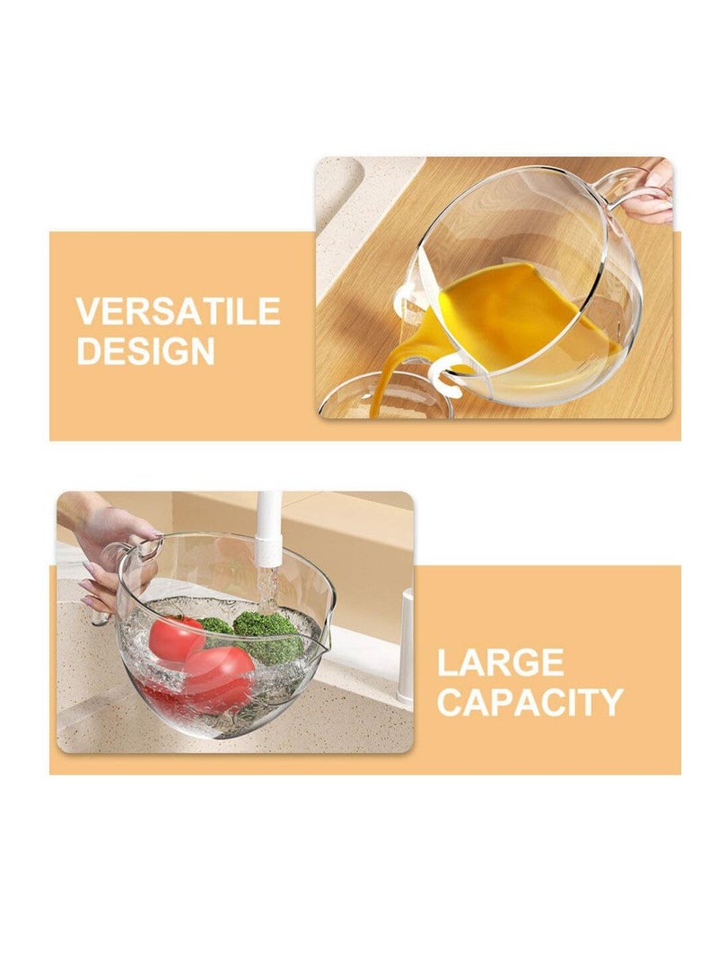 Excefore Plastic Rice Washing Bowl with Strainer, 2 Pcs Heavy Duty Rice Washer Strainer Colander with Handle, Filter Strainer Basket for Cleaning Vegetable, Fruit, Pasta, Beans, Transparent - Image 5