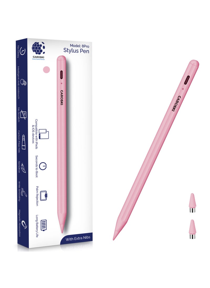 CAROSKI Stylus Pen for iPad - Apple Pencil with Palm Rejection Tilt Sensitive and Fast Charger - Magnetic Attachment Long Battery Life - Compatible with iPad Screen 2018 and above 