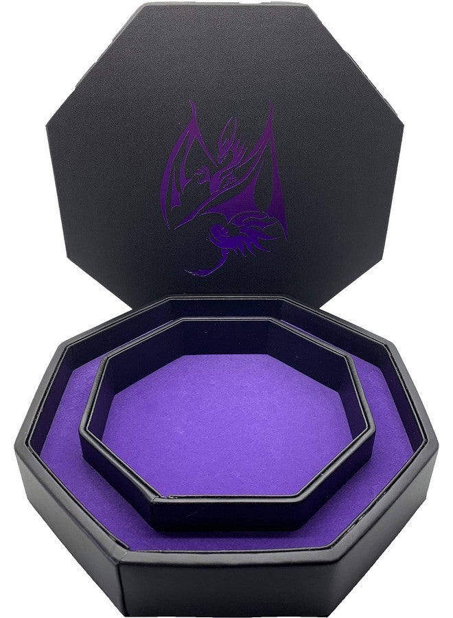 Norse Foundry Purple Dragon - D&D Dice Tray of Holding by Norse Foundry, 8” Octagon Shape Dice Rolling Tray for Dice Games Like RPG and DND, Dice Box Storage, Removable Top Lid - Soft Padded Inner Lining - Image 1